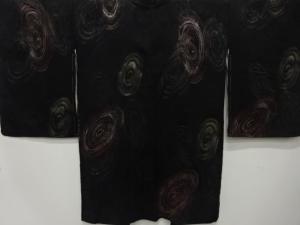 大正ロマン　漆　渦巻模様織出し　羽織